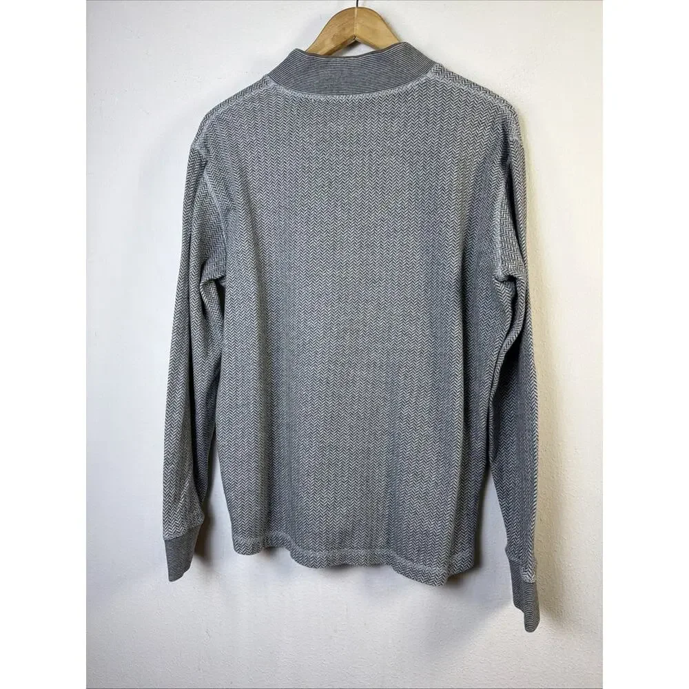 Robert Graham Men quarter 1/4 Zip Gray Sweater large quiet luxury outdoor preppy